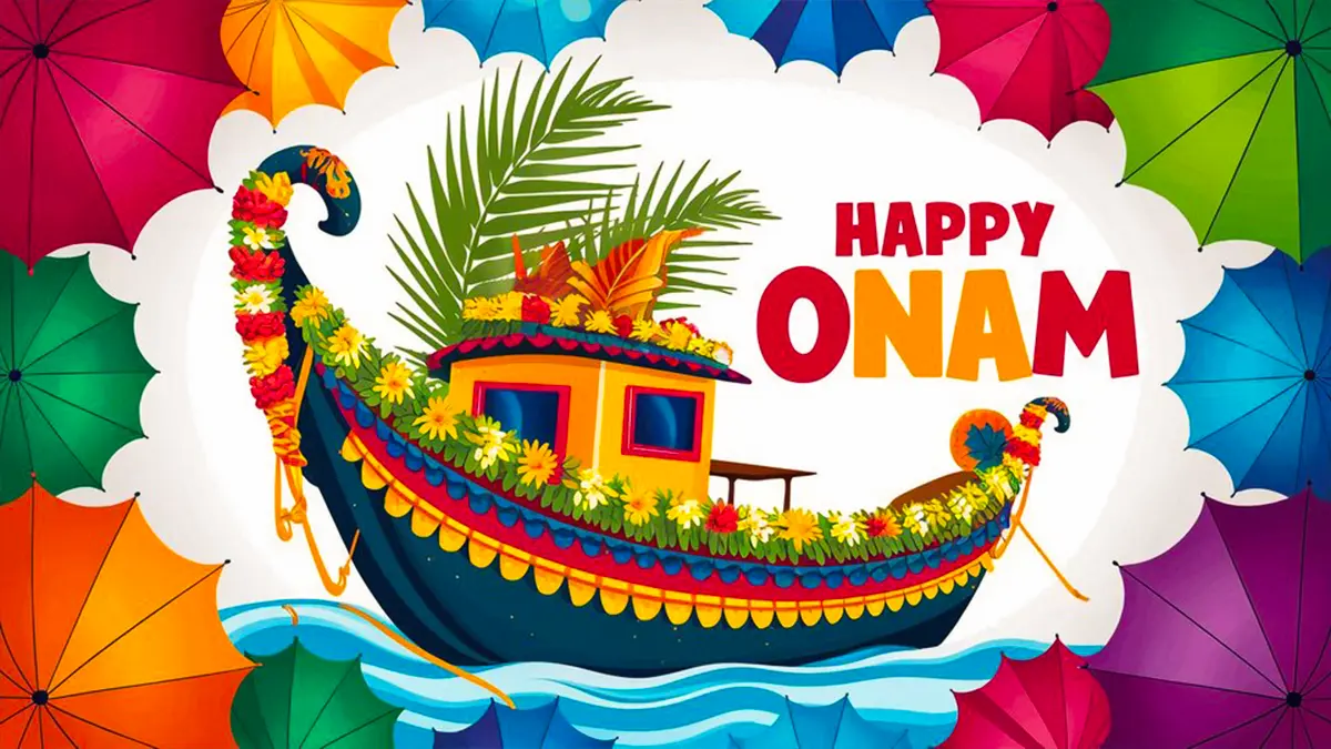 Thiruvonam, Onam 2024, Happy Onam, Happy Onam 2024, Pookalam design made with flowers for Onam 2024 celebration, Onam Sadhya feast on a banana leaf during Thiruvonam in 2024,